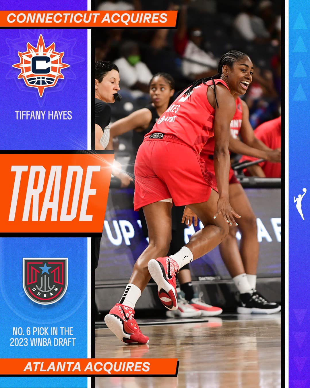 Sun acquire Tiffany Hayes from Atlanta for No. 6 pick in draft